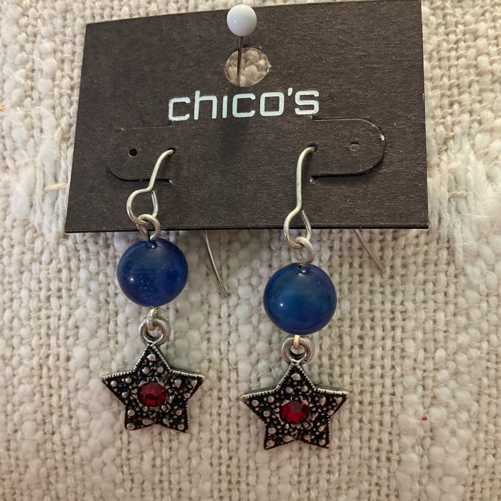 0125-Chico's Blue and Silver Star Earrings